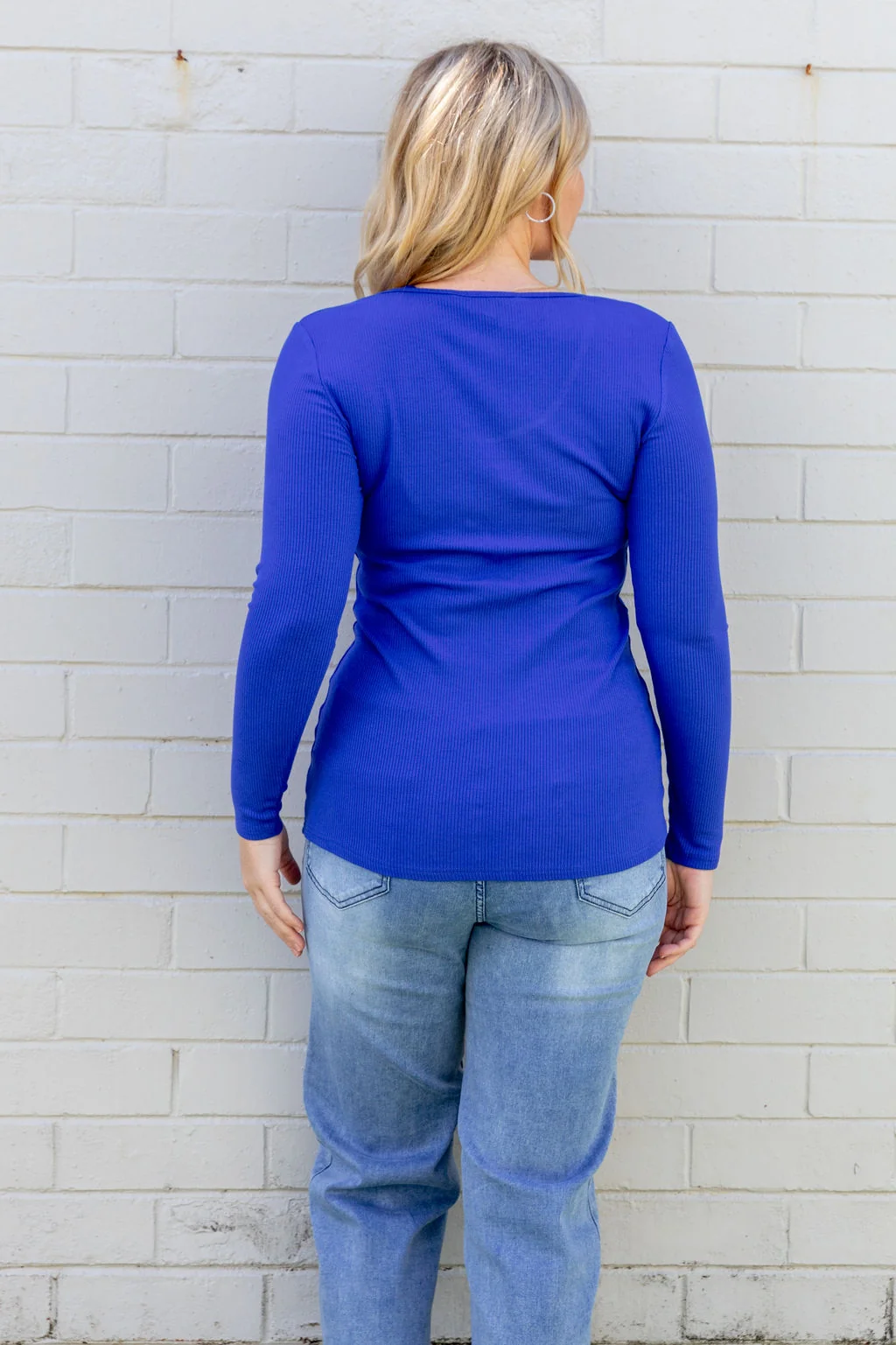 Billi Long Sleeve Rib Tee in Cobalt