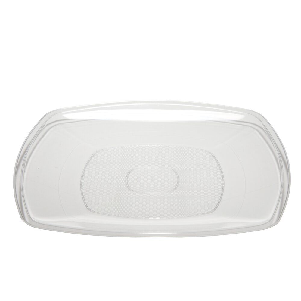 Lot de 6 assiettes carrées plastique transparent à bord arrondi 22x22 cm