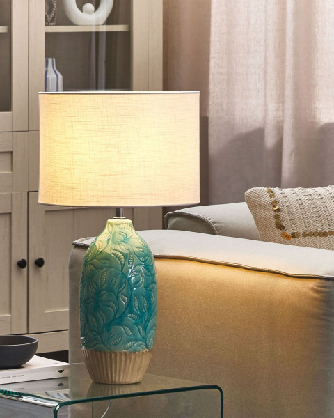 Lampa stołowa ceramiczna baza turkusowa lampka