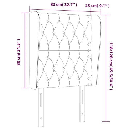 NNEVL Headboard with Ears Dark Grey 83x23x118/128 cm Fabric