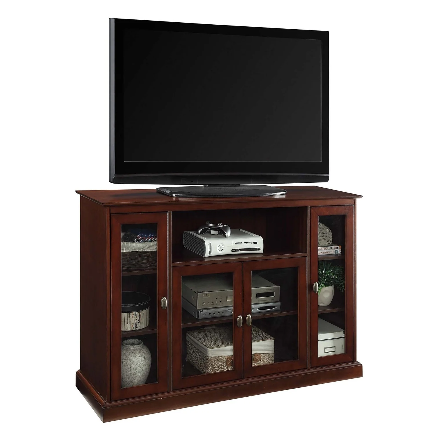 Convenience Concepts Summit Highboy 60 TV Stand with Storage Cabinets and Shelves