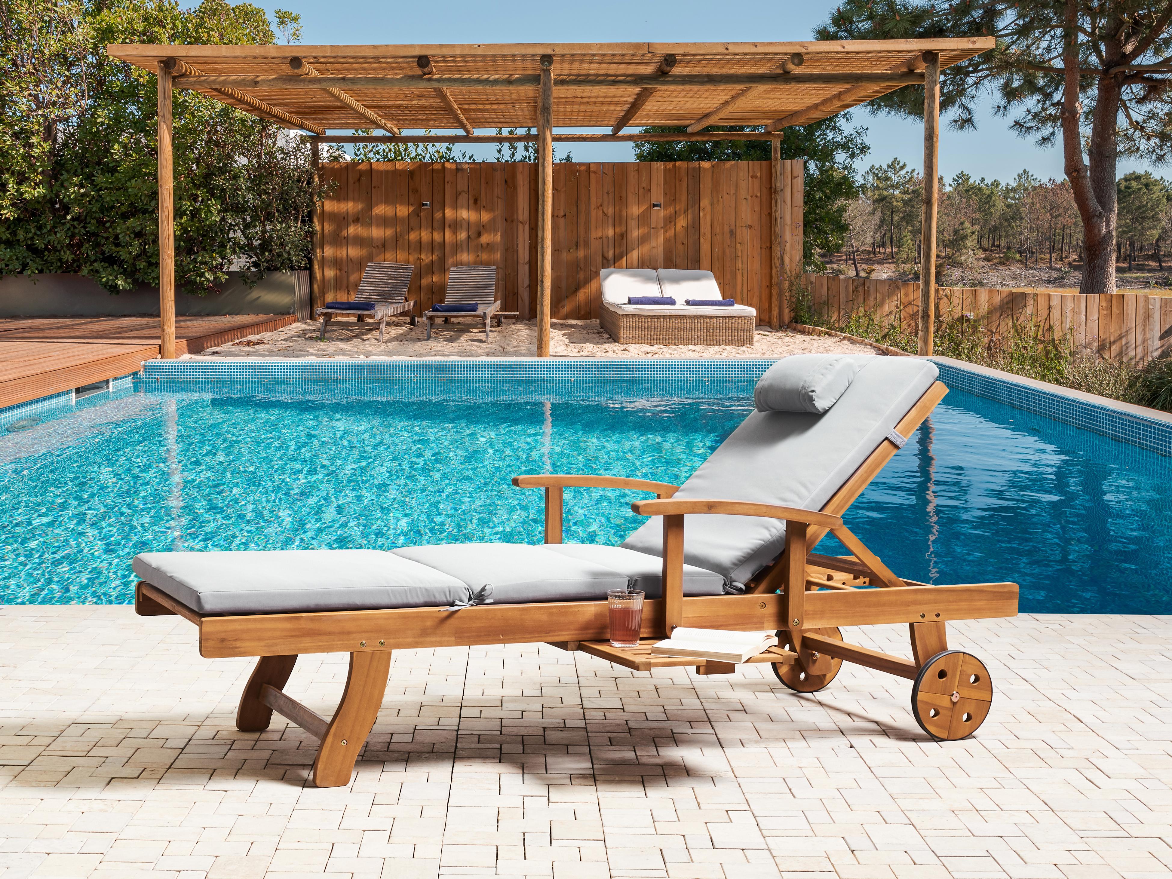 Sun Lounger Pad Cushion TOSCANA/JAVA/AMANTEA PREMIUM 189 x 58 cm Light Grey