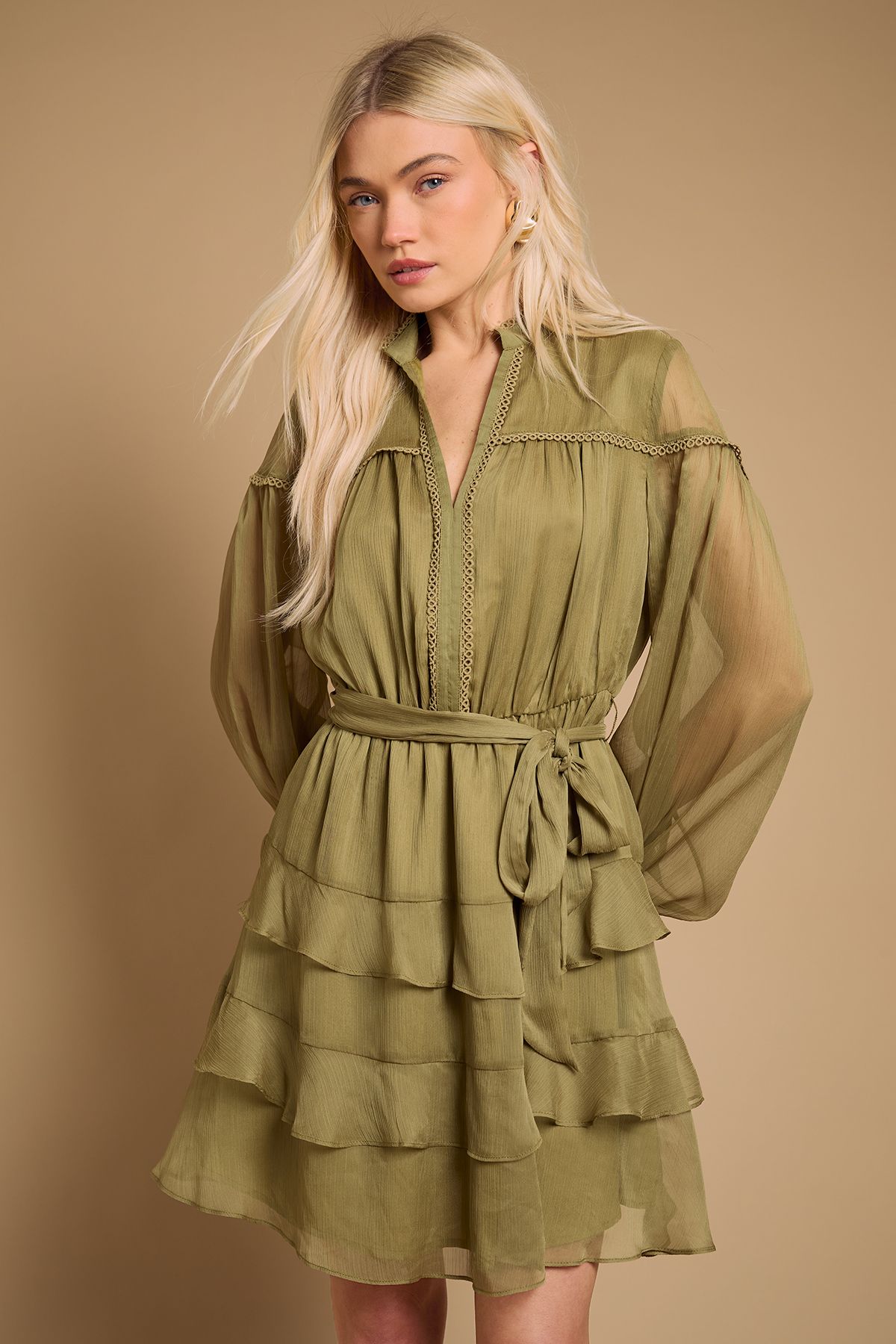 Oasis Contrast Tiered Mini Dress