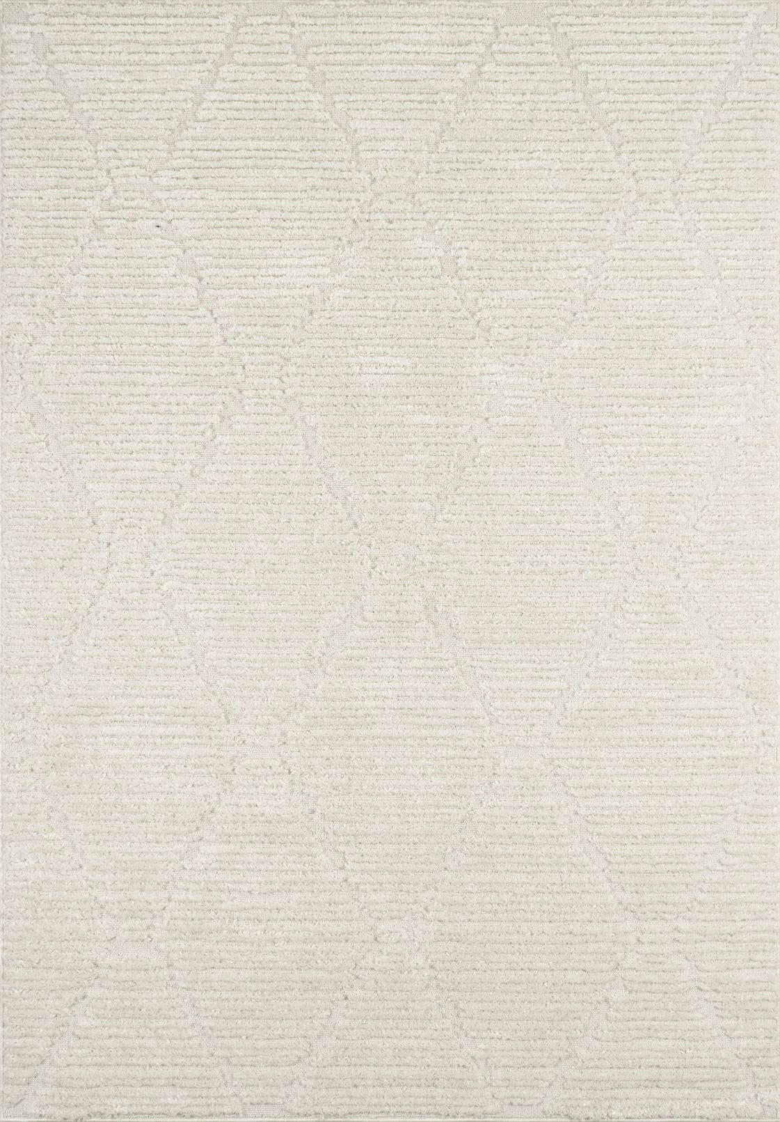 NALA - Tapis doux à motif losange crème - 80x150