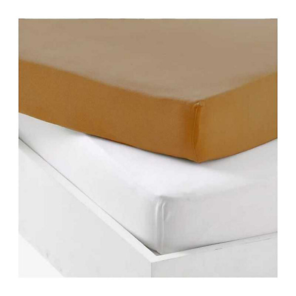 Alèse et drap-housse P'TIT DODO 60 x 120 cm Blanc Caramel - Set 2 pièces