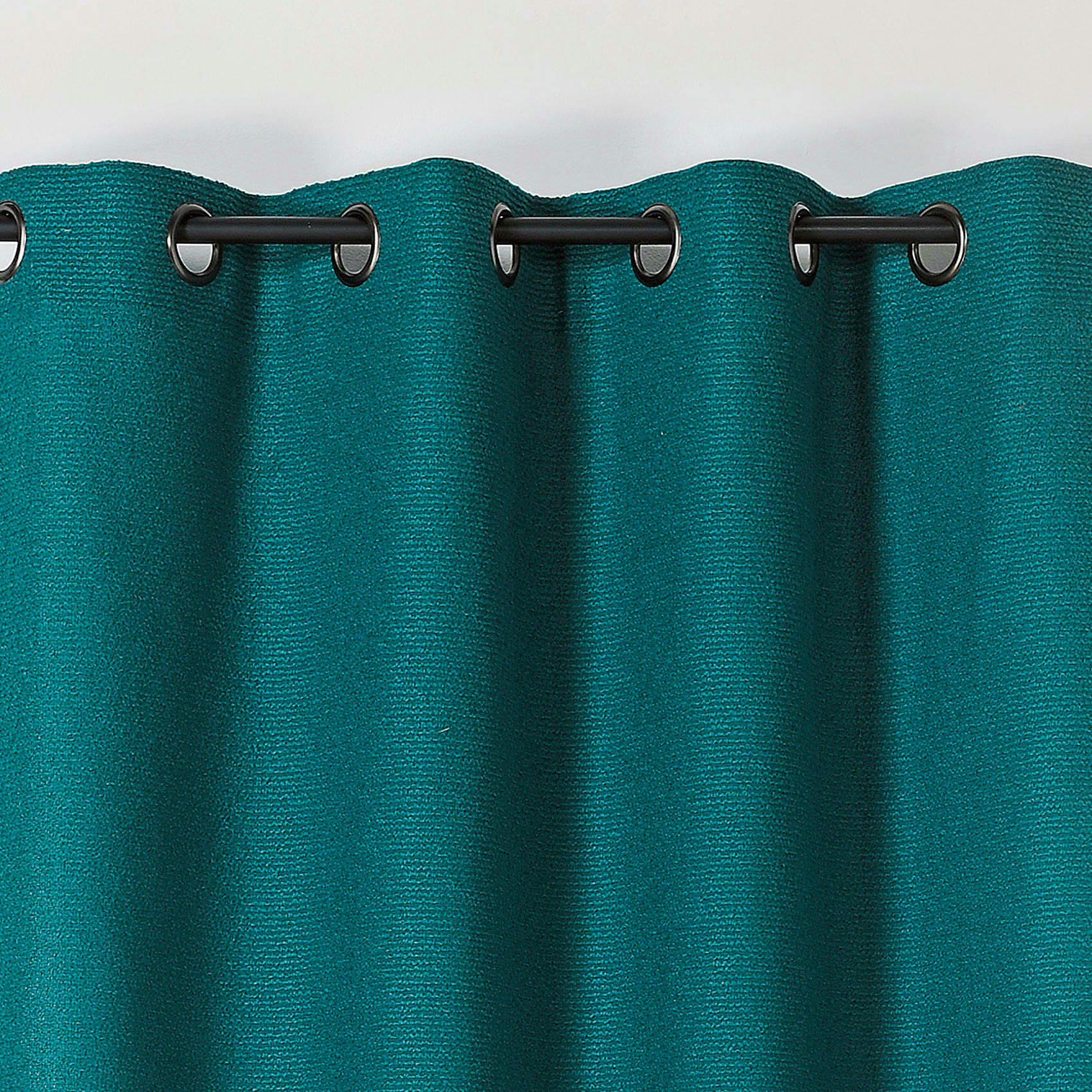 - Rideau à l'aspect texturé en bouclette coton bleu canard 140x260 cm