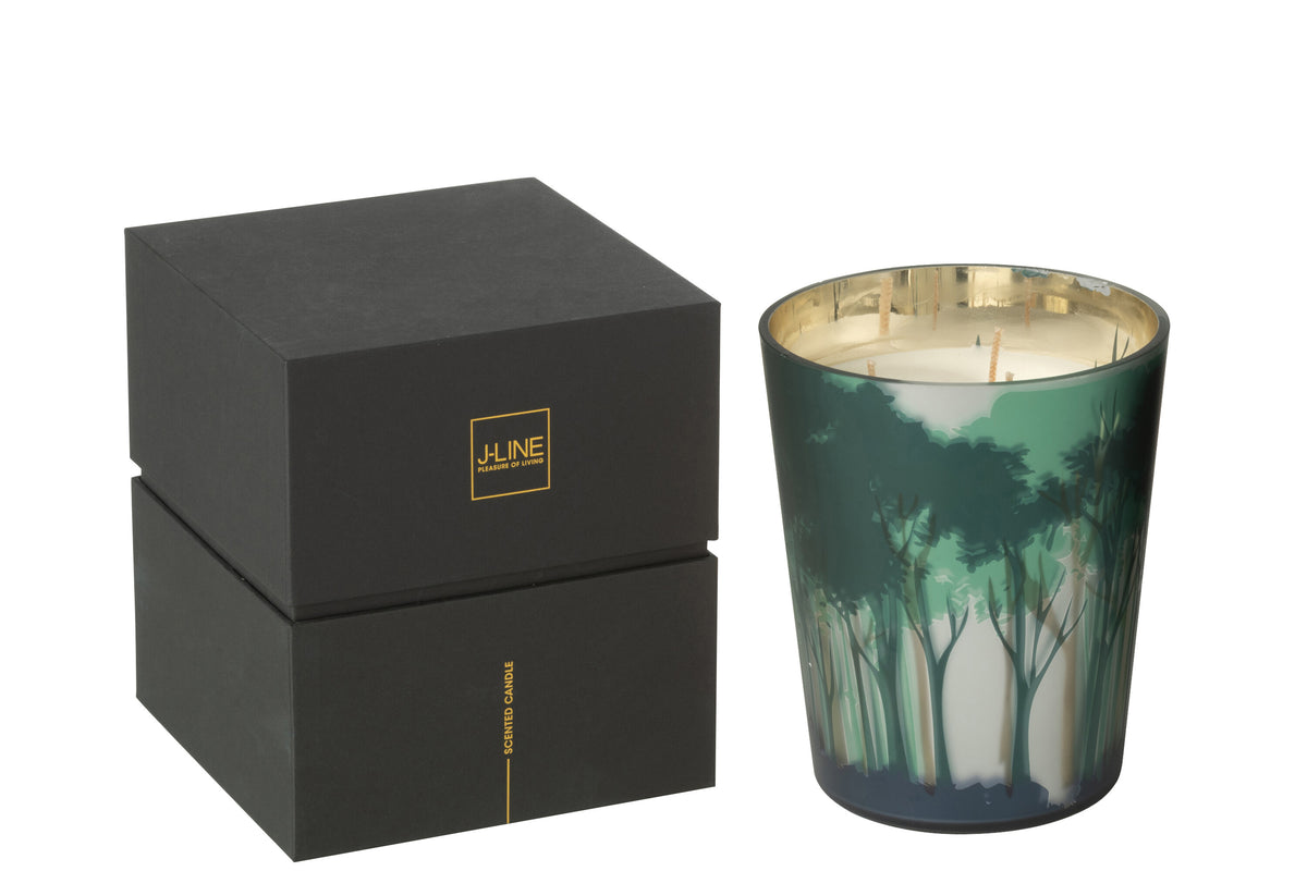 J-Line geurkaars Noa Bos - All of me - glas - groen/goud - medium - 68U