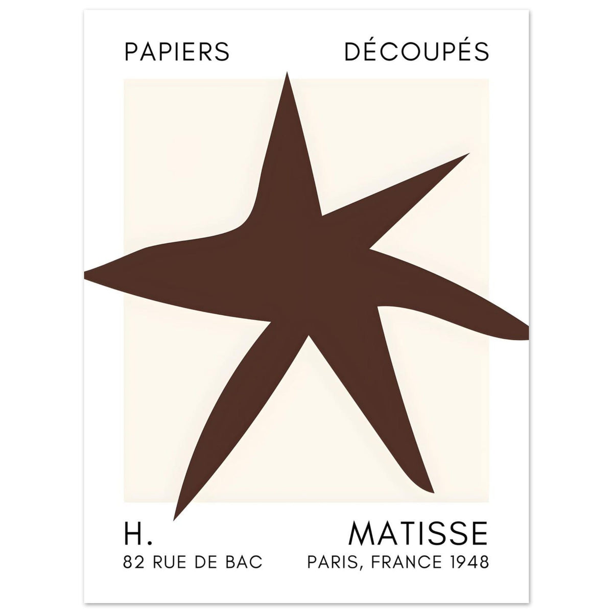 Artfulprints Poster Matisse – Star of the sea brown  - 30x40 cm - Bruin