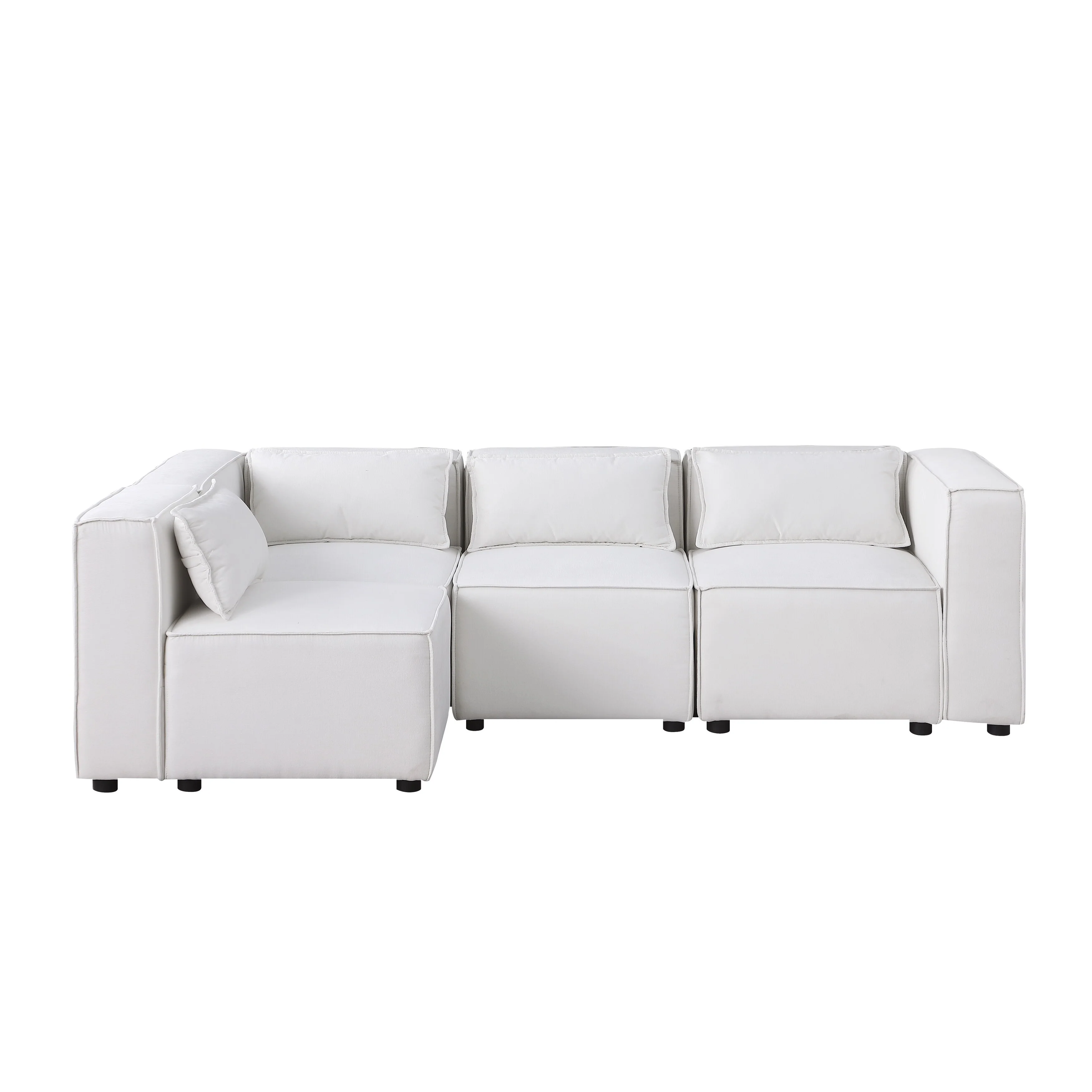 Modern U Shaped Modular Sofa with Chenille Upholstery and Repositionable Ottoman for Living Room and Guest Room
