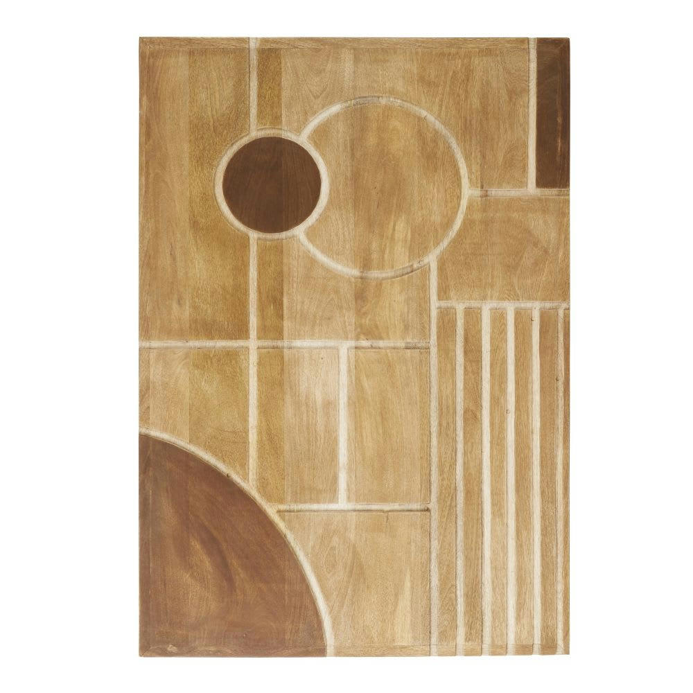 SACRAMENTO - Déco murale en bois de manguier gravé marron 75x110