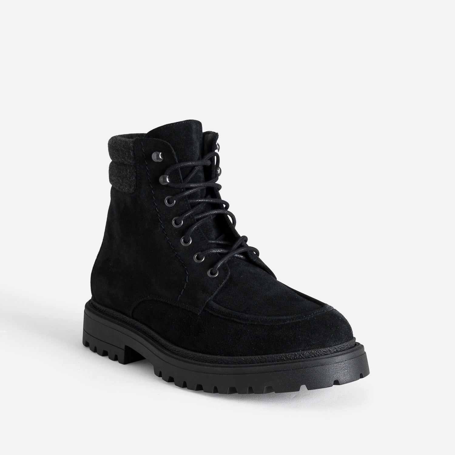 Boots plateau à lacet noir cuir velours