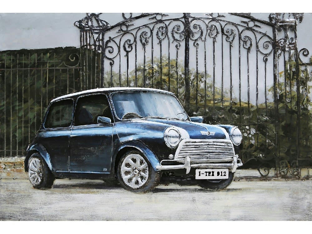 MÉTAL BRASS - Tableau relief en métal mini bleue 120x80