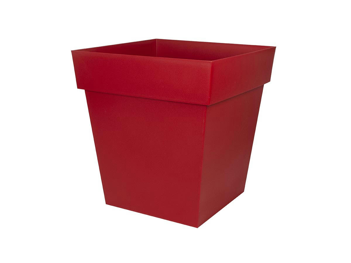 TOSCANE - Pot de fleur carré 50x50x52 cm en polypropylène rouge