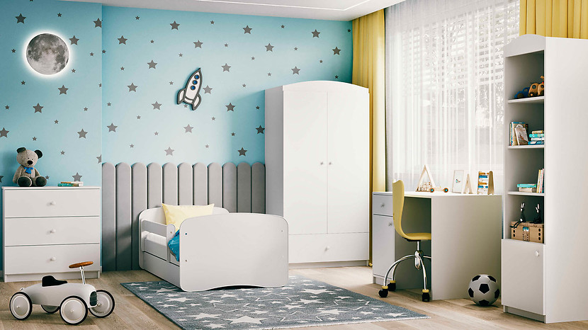 Regał Babydreams 46 cm z drzwiami i 4 półkami biały