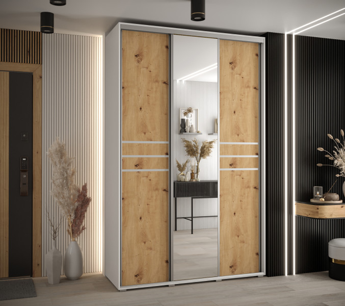 Szafa przesuwna 45 wysoka Davos 11 150 biały artisan srebrny