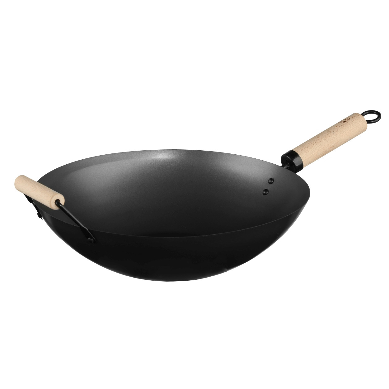 Wok stalowy 35 cm z drewnianą rączką ANTI STICK