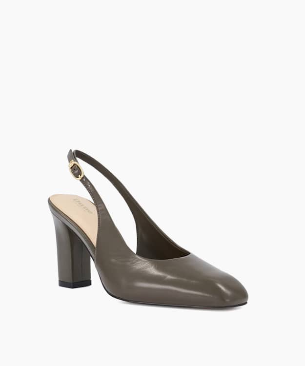 Defining Dark Grey - Leather Slingback Court Shoes