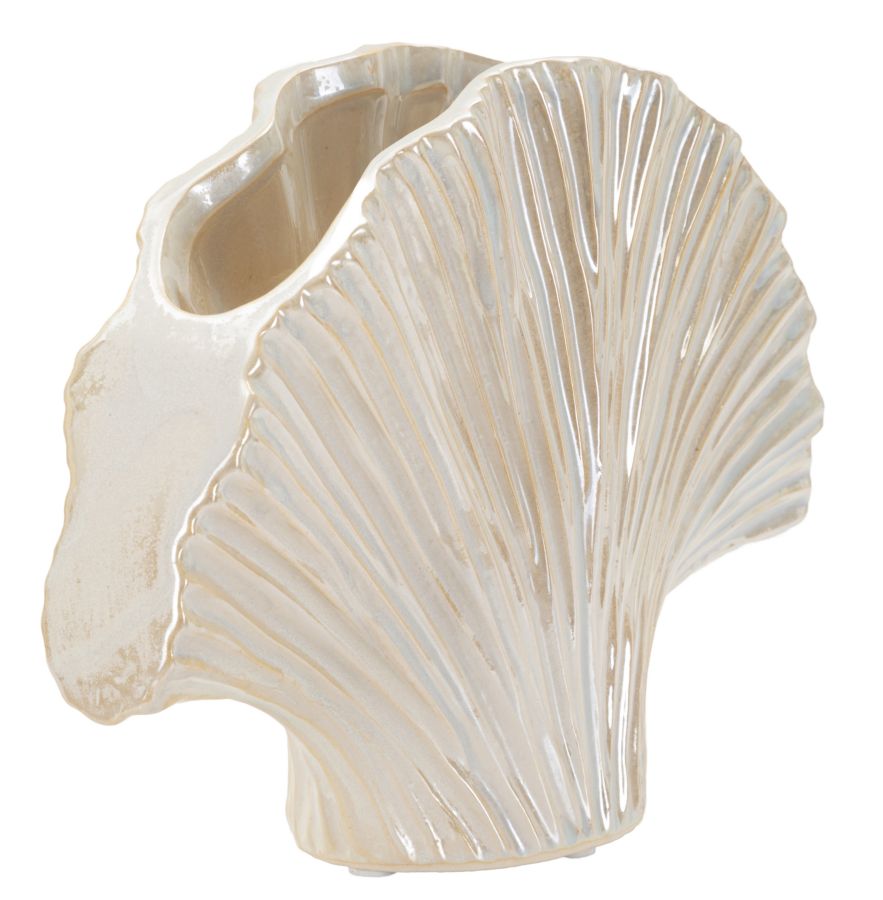 Parelmoerkleurige keramische vaas 27x8x19 cm