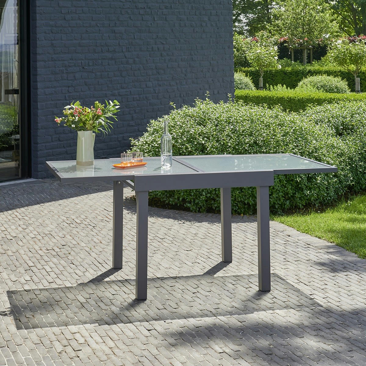 MODULO - Table de jardin en aluminium extensible gris 4/8 pers.