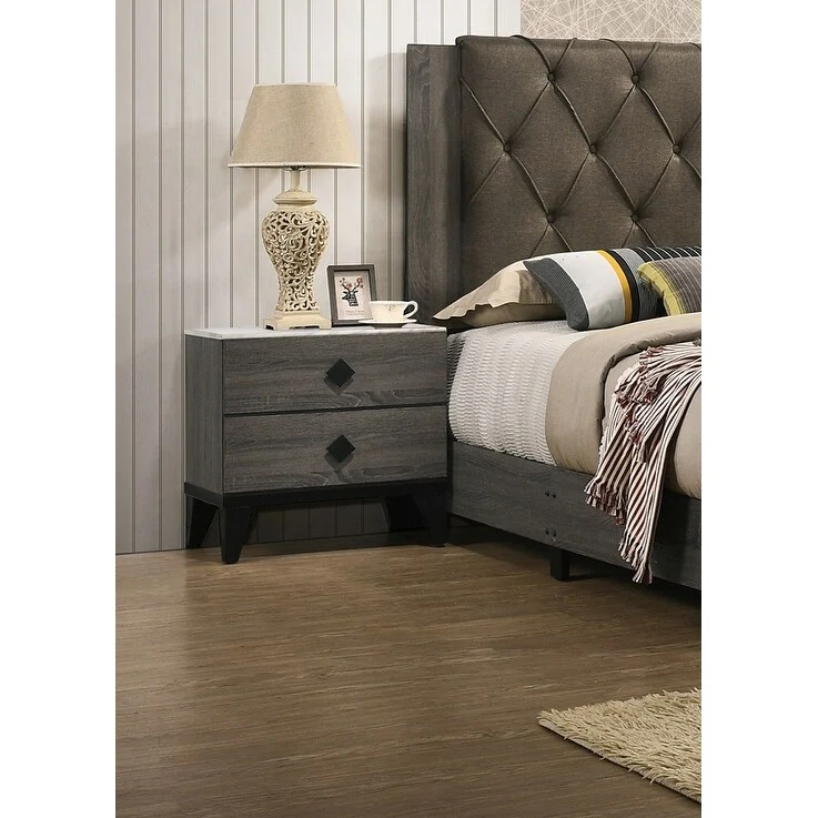 Bedroom Furniture Contemporary Look Nightstand Drawers Bed Side Table plywood
