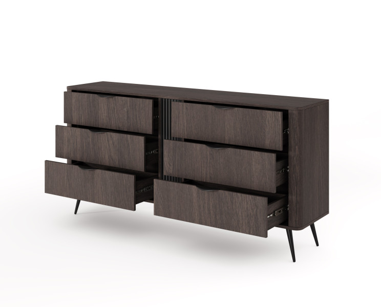 Komoda ARVIS - luksusowy design, 6 szuflad, Dąb Dunin   Czarny