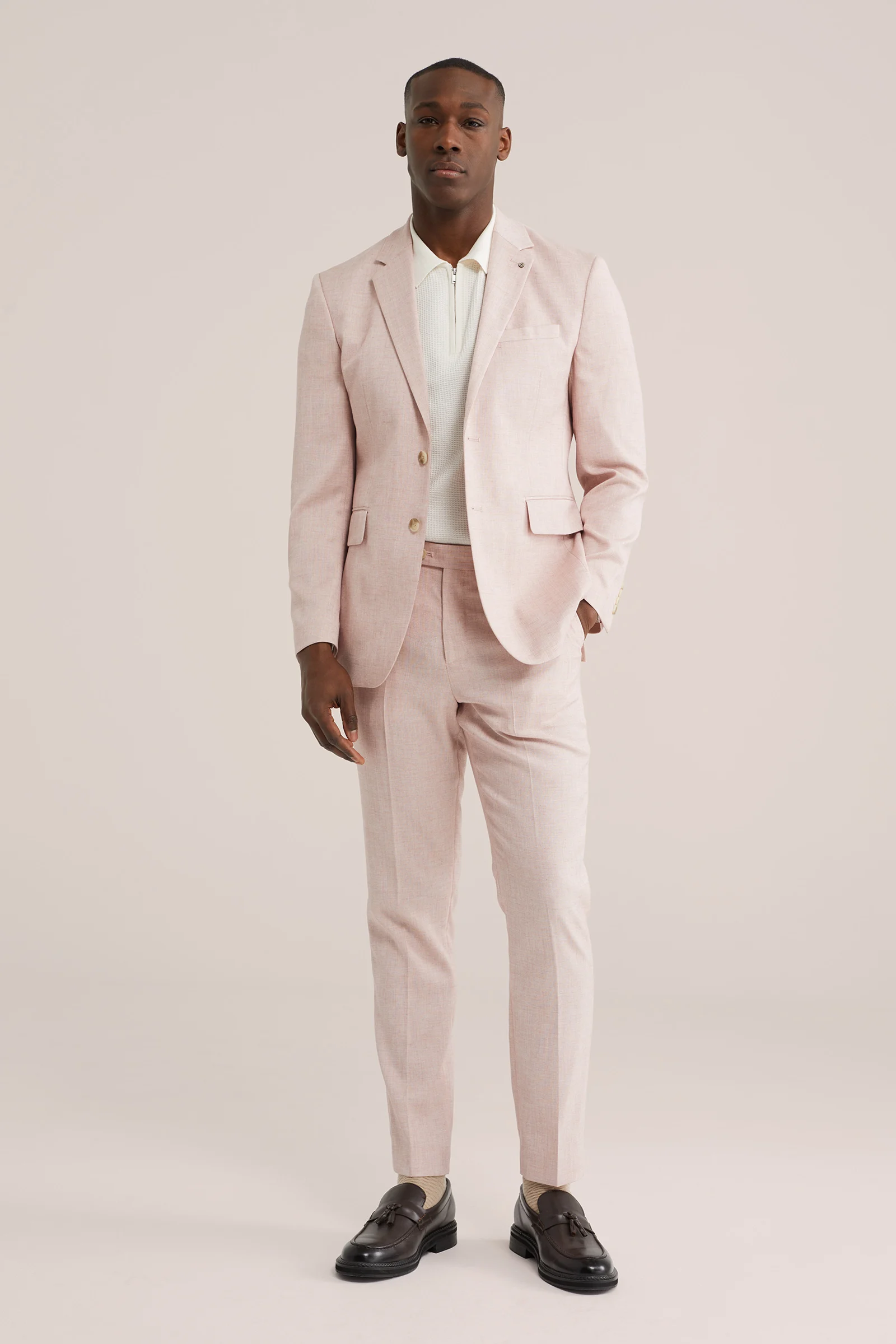 Heren slim fit blazer met structuur