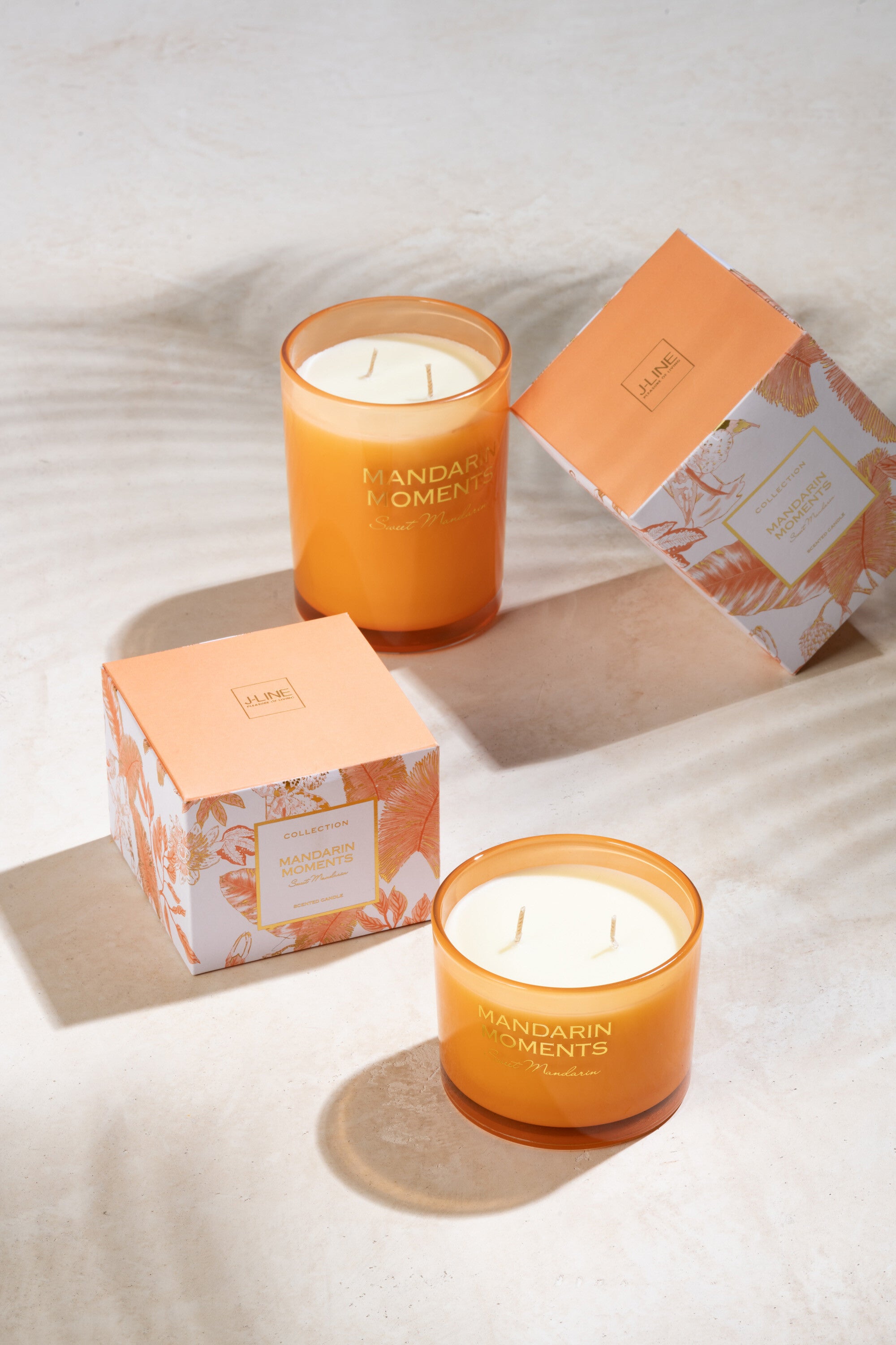 J-Line geurkaars Mandarin Moments - Sweet Mandarin - oranje - large - 70U