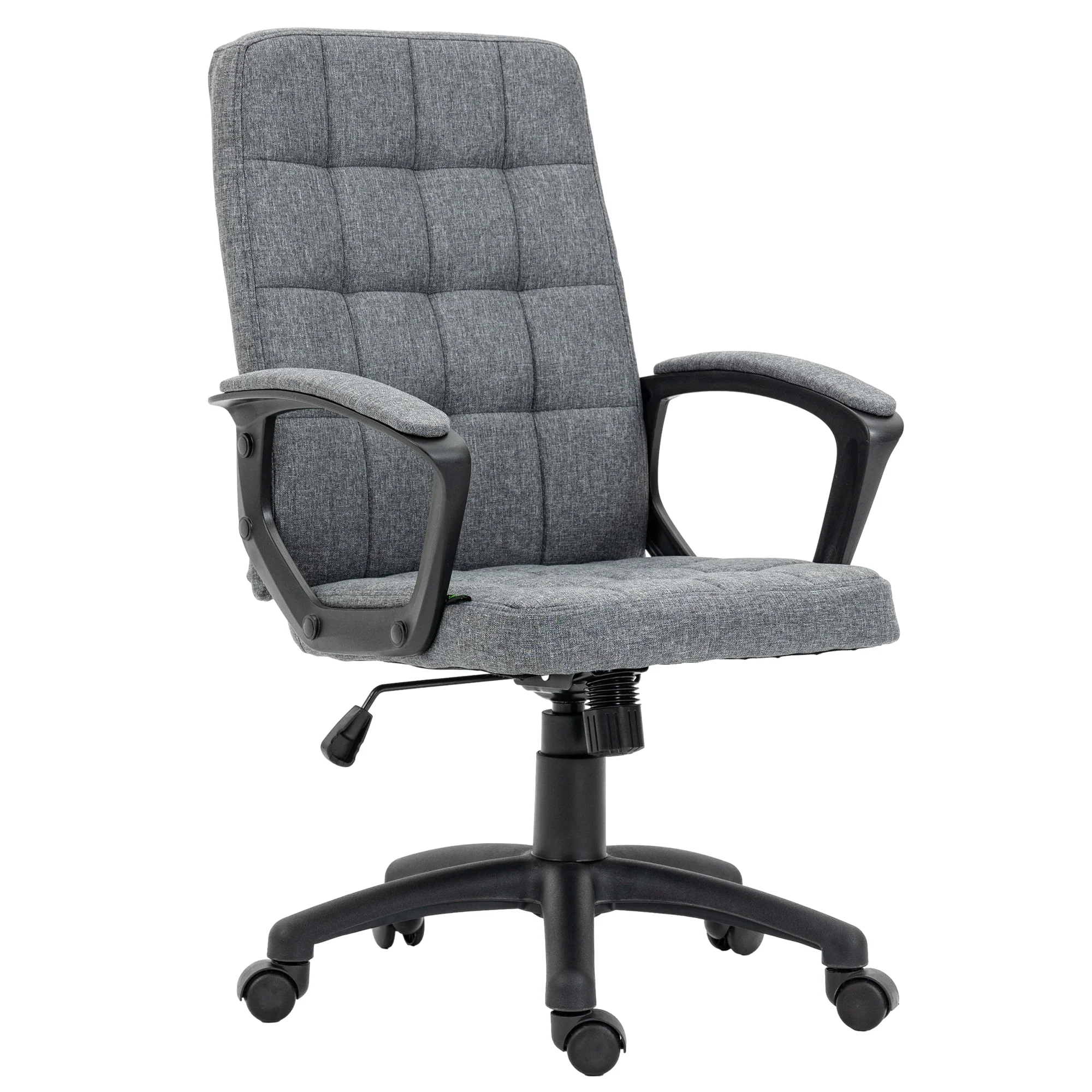 Vinsetto Fabric Office Chair, Computer Desk Chair with Adjustable Height, Swivel Wheels, Mid Back, Arms, Charcoal Gray