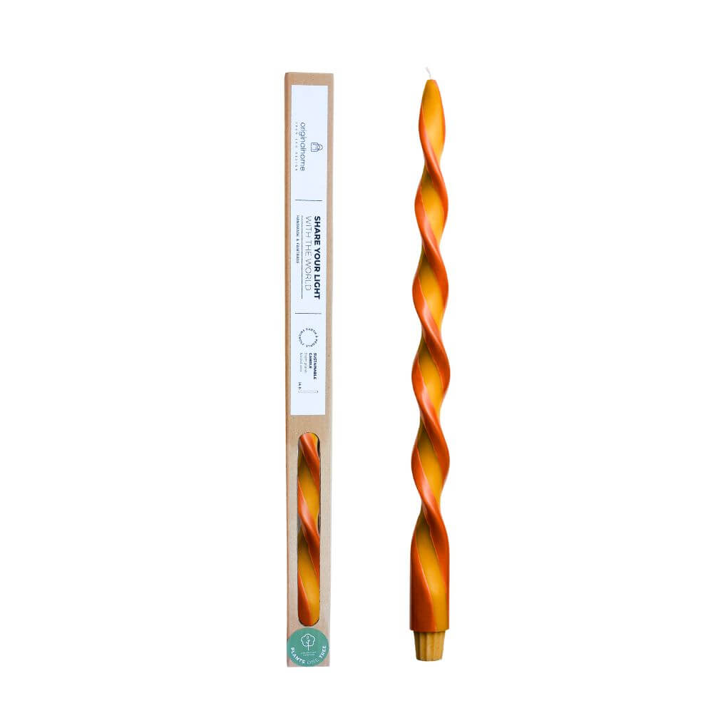 Originalhome spiraalkaars duo - 40 cm - oranje