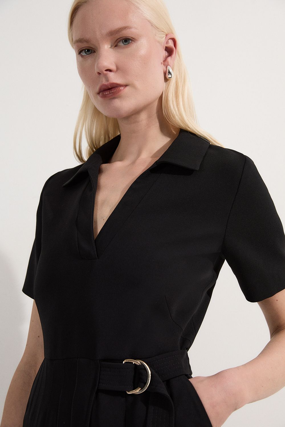 KarenMillen Soft Tailored Pleated Belted Jumpsuit