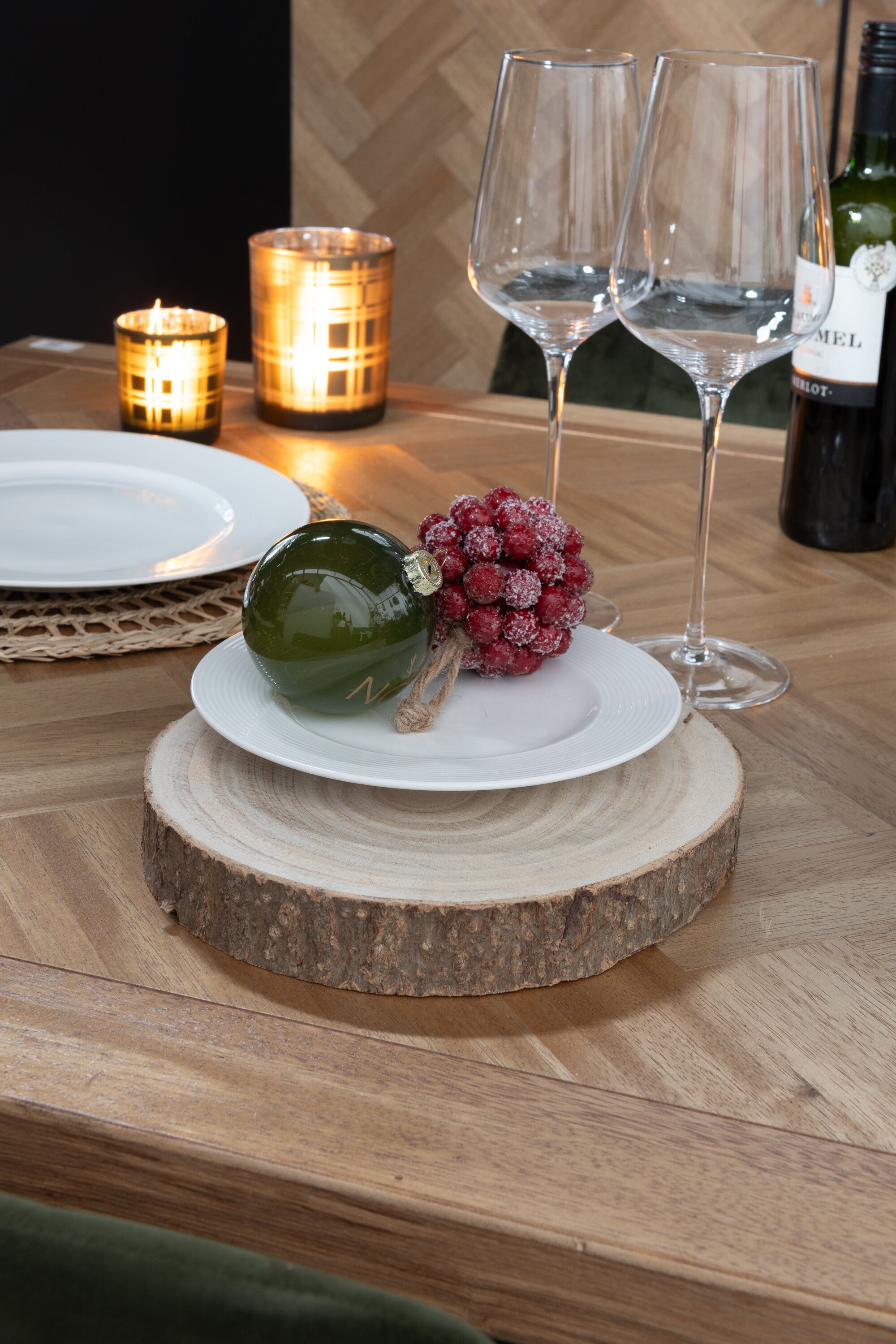 J-Line decoratief schors - schijf - hout - naturel - small