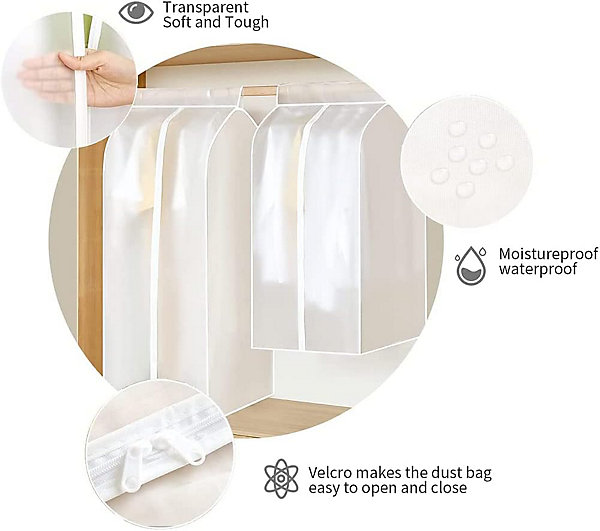 BASHLWUA Housses de Vêtements,Housse Protection pour Vêtements,Housse Rangement Vetements,Housses de Vêtements Transparent,Grande