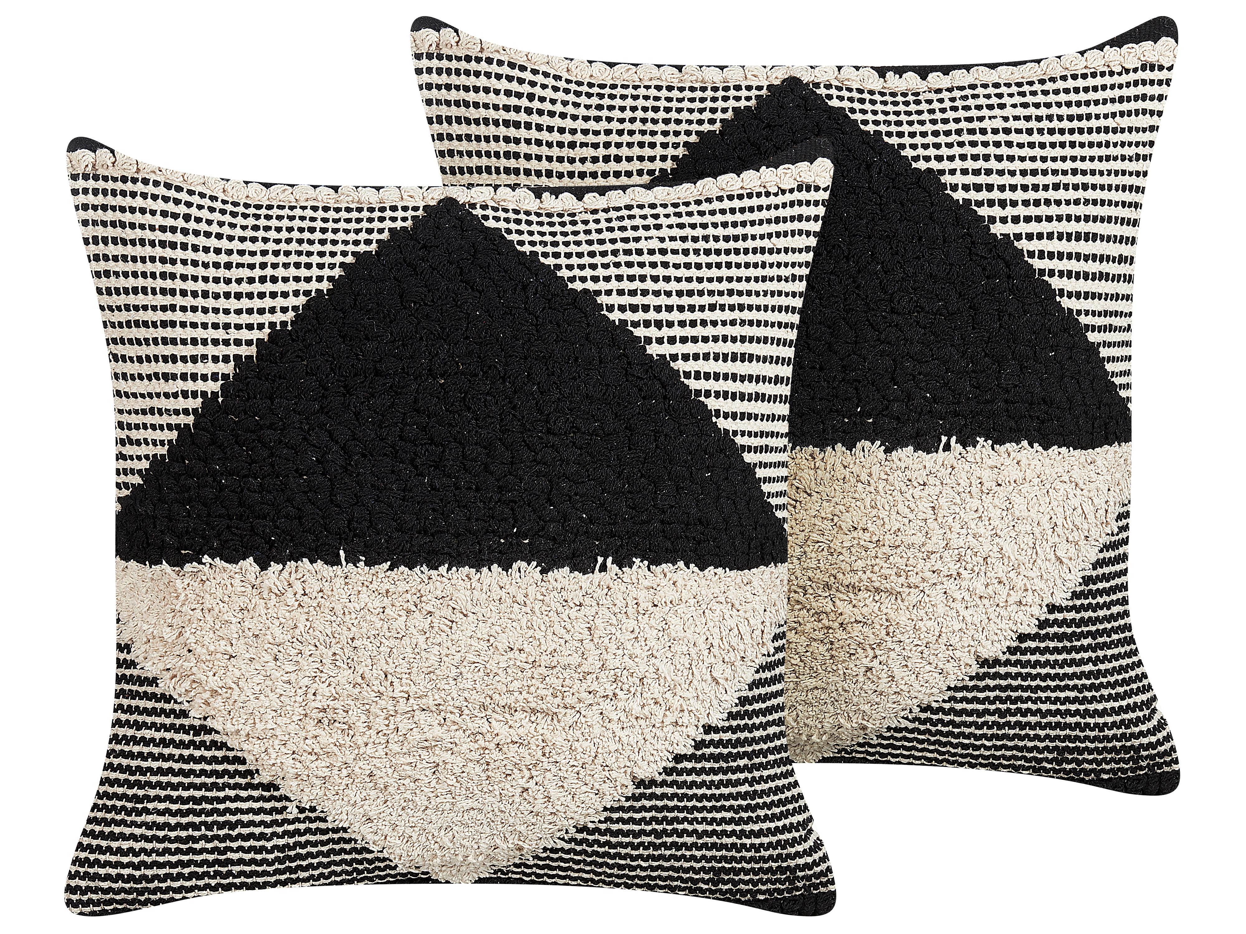 Throw Cushion KHORA Cotton 50 x 50 cm Black Geometric Pattern