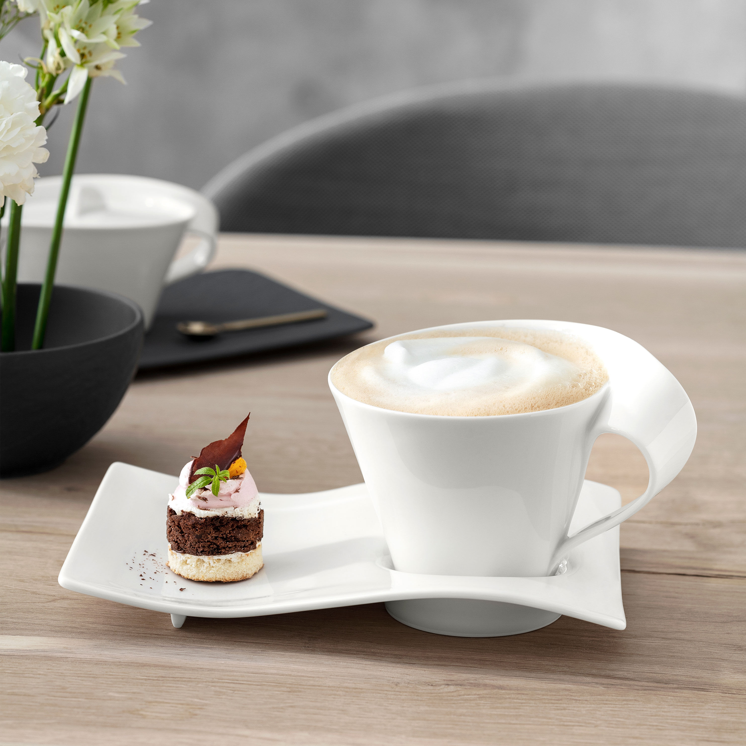 NewWave Cappuccino cup - White, 5.1 oz, Premium Porcelain