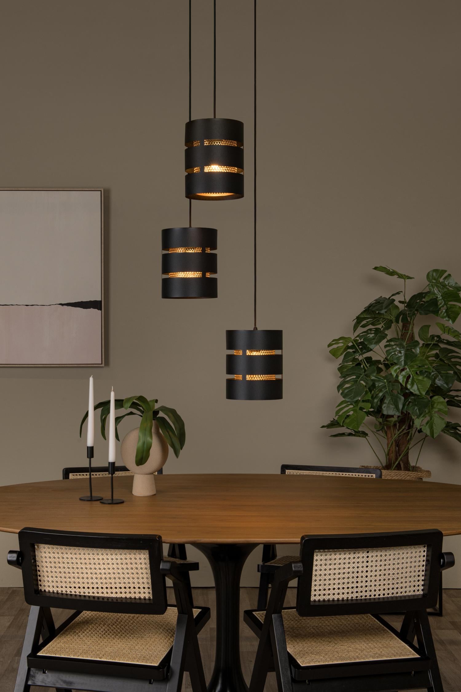 Lucide hanglamp ROSAS - 3xE27 - Zwart