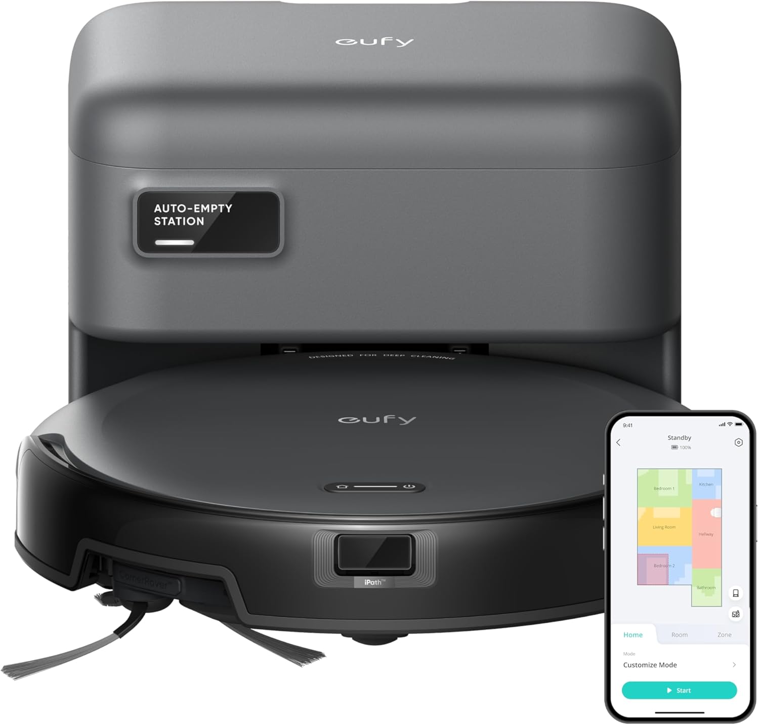 eufy C10 Robot Vacuum Self Emptying, 8 Weeks Hands Free, Advanced Smart Mapping with LiDAR Navigation, 2.85-Inch Slim Design, Powerful Suction, Edge Expansion Brush for Pet Hair, Carpet Detection