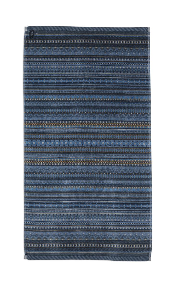 Pip Studio handdoek Geometric Print - 55x100 cm - donker blauw