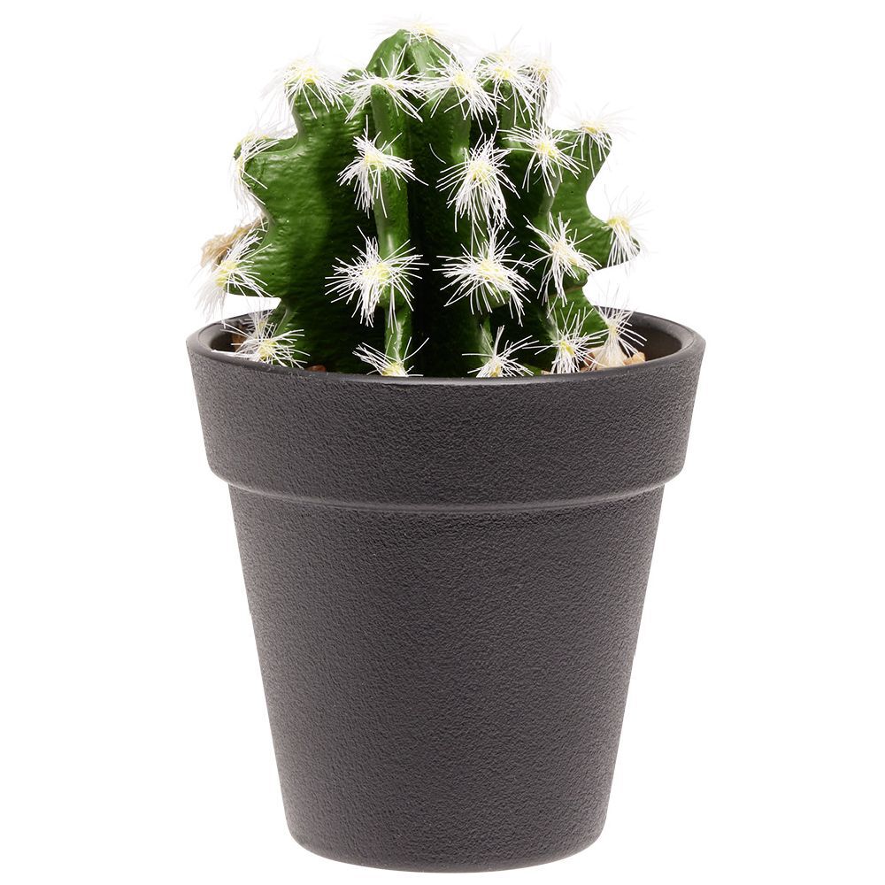 Cactus boule piquante artificiel vert et blanc Ø7,5xH15cm