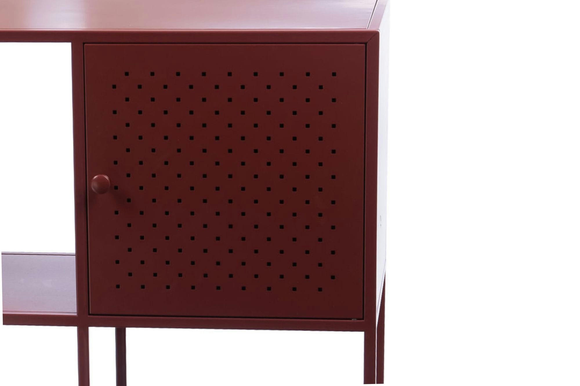TERRA - Console contemporaine en métal rouge terracotta L100