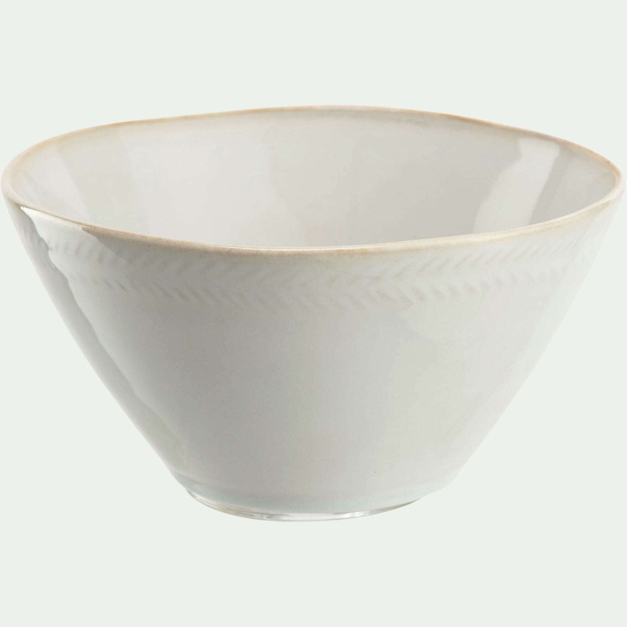 SPIGA - Bol en grès avec liseré beige D15,7cm - blanc ventoux