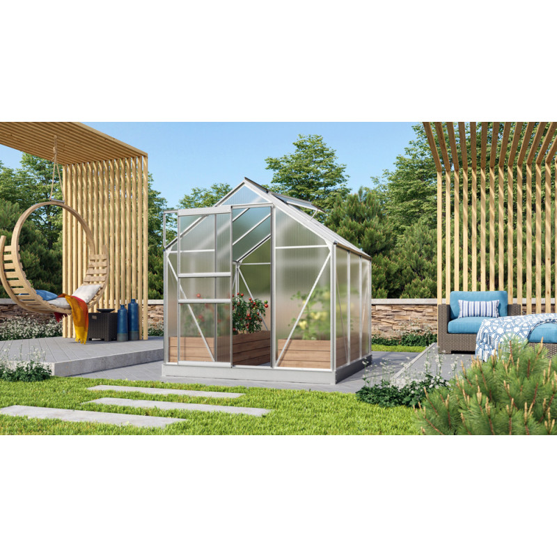 Serre en polycarbonate Venus aluminium anodisé 3,8 m² VITAVIA