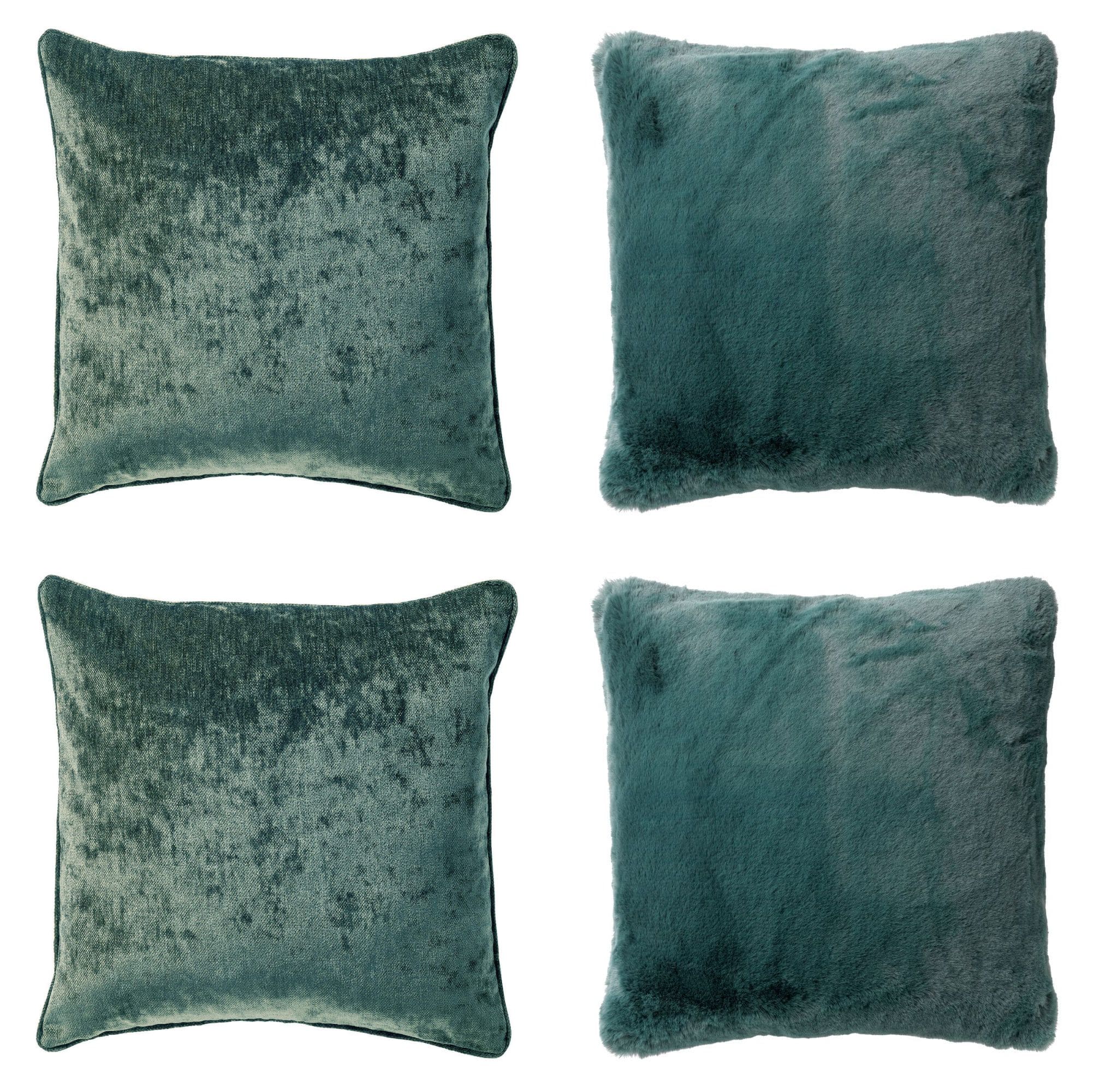 KUSSENSET - 4-delig - Soft Elegance - 45x45 cm - inclusief binnenkussens - groen