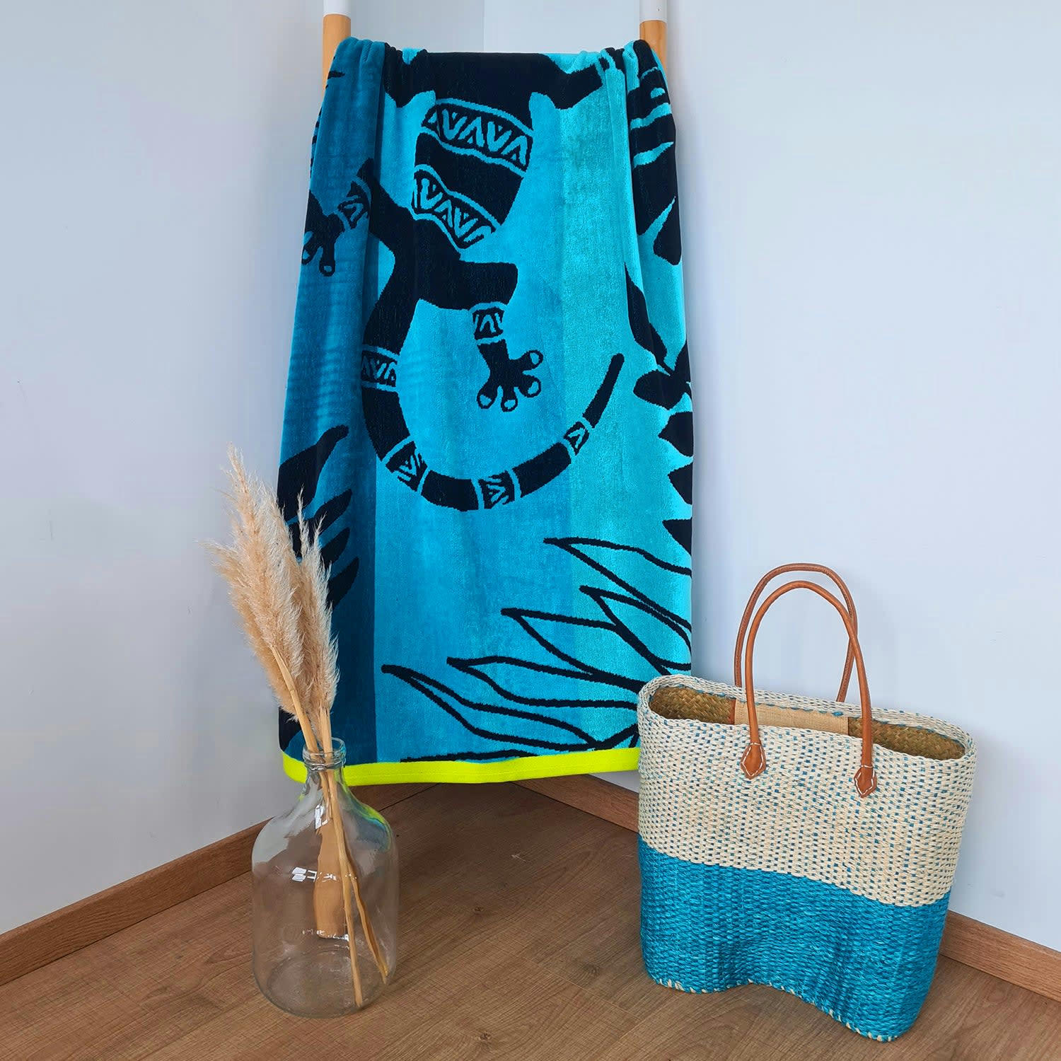 PLAGE - Serviette de plage éponge velours Jacquard Moki 90x170