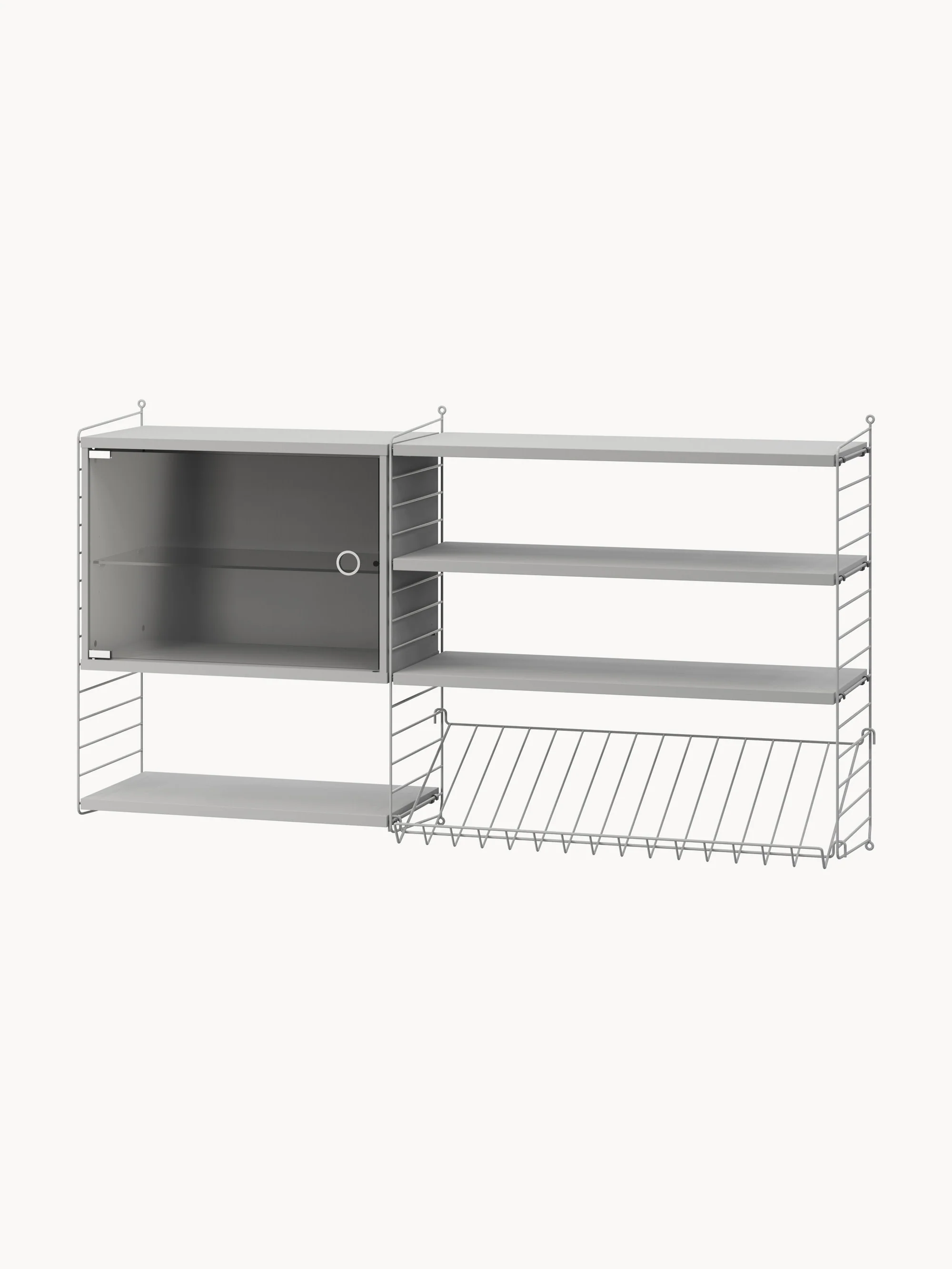 Vitrinen-Schrankelement String System mit Schwenktür, B 58 x T 30 cm