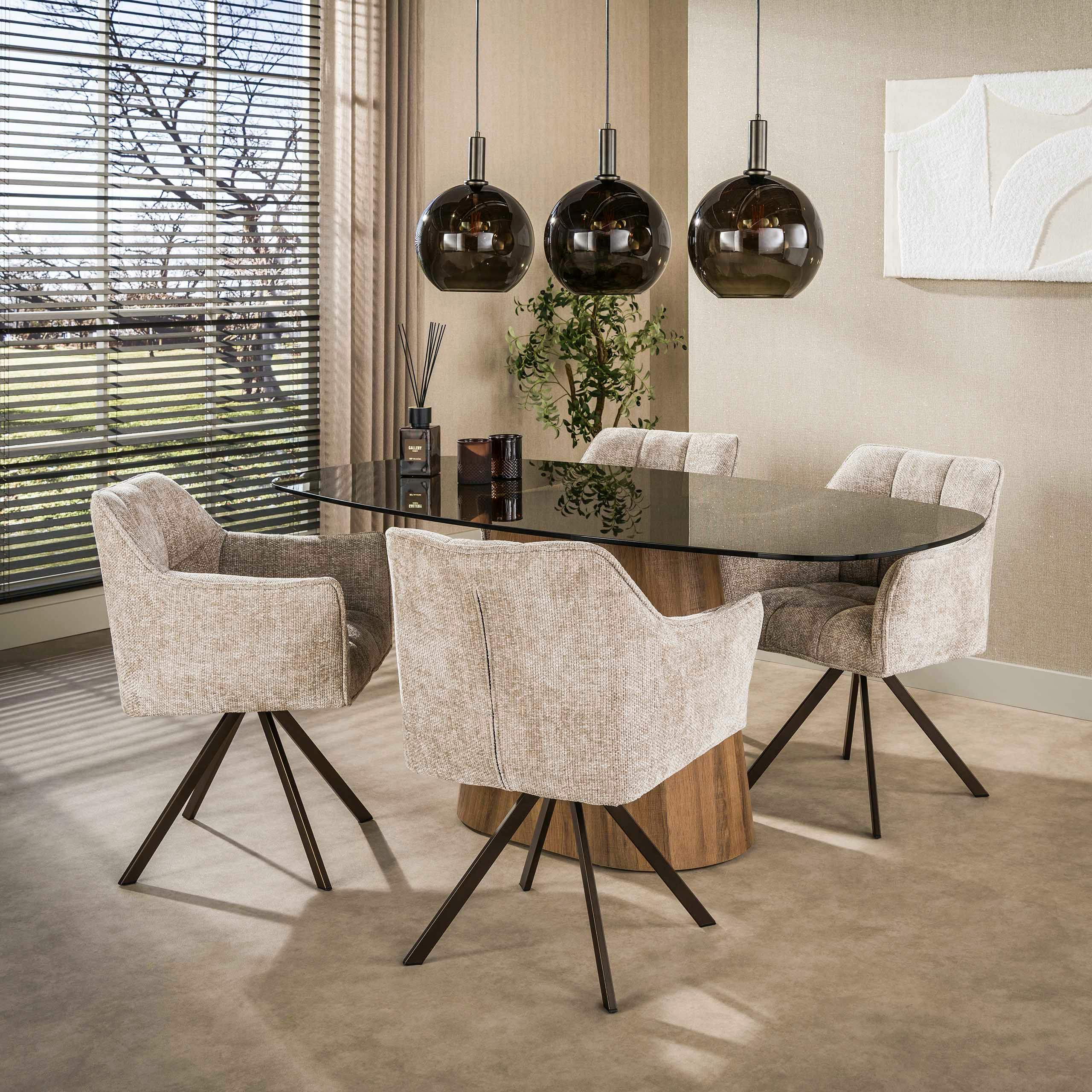 Chaise pivotante sable pied bronze (lot de 2) MELBOURNE