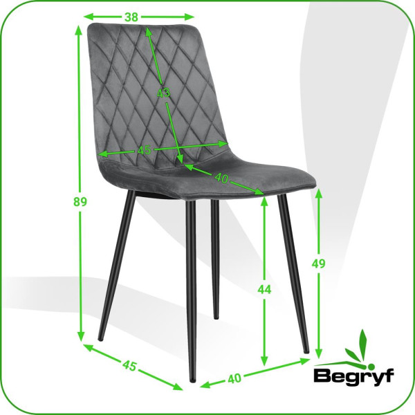 Krzesło Irys ciemno szare welur do salonu do jadalni do kuchni BEGRYF