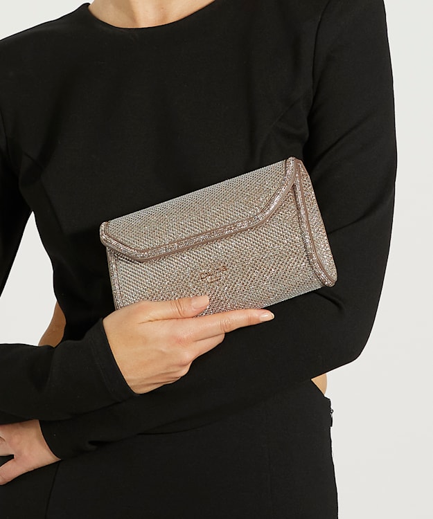 Bellini Gold - Diamante Trim Box Clutch Bag
