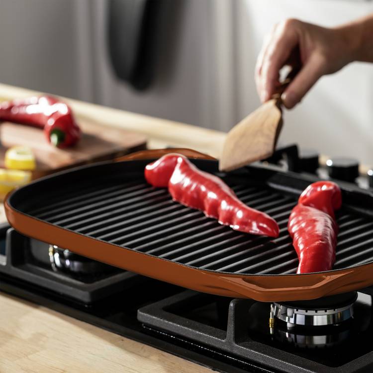 Habitat 38cm Large Cast Iron Grill Pan - Orange