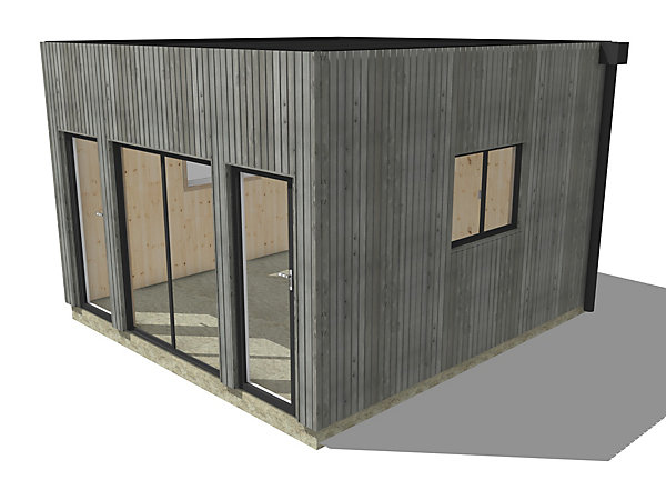 Bureau de jardin 4 saisons en bois 4,4 x 4,6 x 3,2 m / isolation RE2020