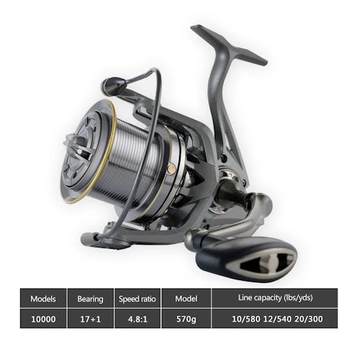 NNEOBA Spinning Fishing Reel 25KG Max Drag 10000 Series Silver